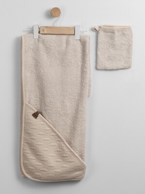 Wholesale Unisex Baby Towel and Pouch Set 0-1M Flexi Baby 2063-230055 Beige