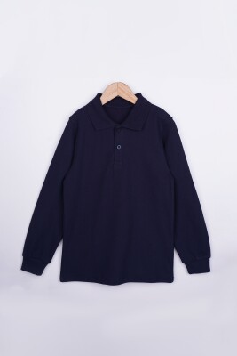 Wholesale Unisex Children's Long Sleeve Polo Neck T-Shirt 10-13Y Interkidsy Basic 2027-2308 - 4