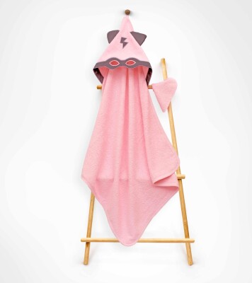 Wholesale Unisex Kids 2-Piece Scrub Mitt and Towel Set 75x80 Babyline 2015-9-728 Pink
