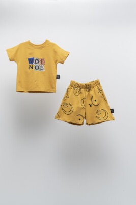 Wholesale Unisex Kids 2-Piece T-shirt and Shorts Set 2-5Y Moi Noi 1058-MN51322 Mustard