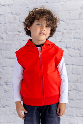 Wholesale Unisex Kids Basic Hooded Vest 1-12Y Zeyland 1070-252Z3YZD23 Red