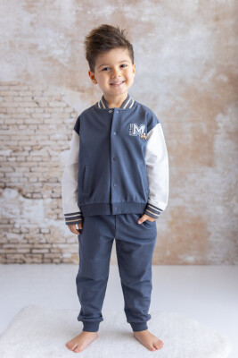 Wholesale Unisex Kids Embroidery Detailed Tracksuit Set 5-8Y Mininio 2062-252M3KOP72 - Mininio