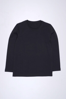 Wholesale Unisex Long Sleeve Basic T-shirt 5-8Y interkidsy Basic 2027-2313 Black