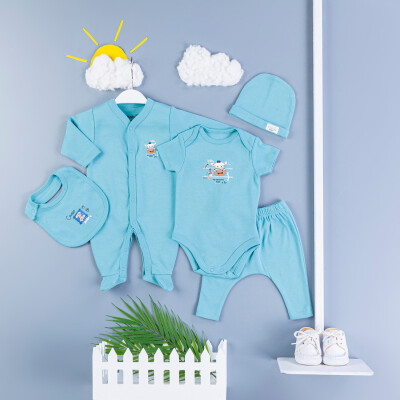 Wholesales Baby Boys 5-Piece Bodysuit Set 0-3M BabyZ 1097-4770 Turquoise