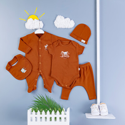 Wholesales Baby Boys 5-Piece Bodysuit Set 0-3M BabyZ 1097-4770 - 2
