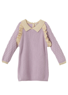 Wholsale Baby Girls Organic Cotton Frilly Dress 6-36M Uludağ Triko 1061-21173 - Uludağ Triko